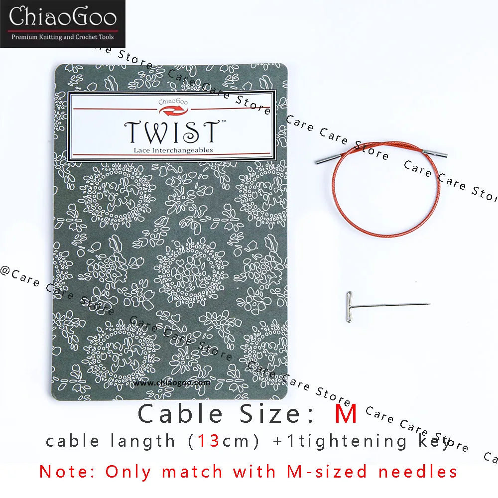 1Piece Original ChiaoGoo TWIST Red Interchangeable Knitting Needles Cable Spokes Cord ChiaoGoo Memory-Free Nylon Steel Cables