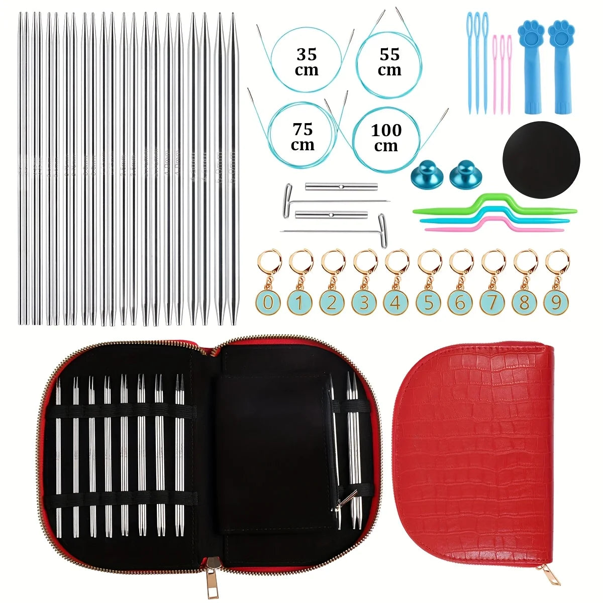 Interchangeable Circular Knitting Needles 2-5mm Detachable Stainless Steel Crochet Knitting Tool DIY Handmade Weaving Crafts Kit