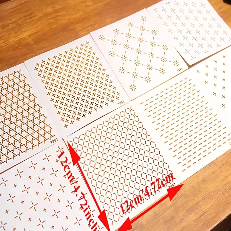 Sashiko Quilting Stencil Templates 8pcs