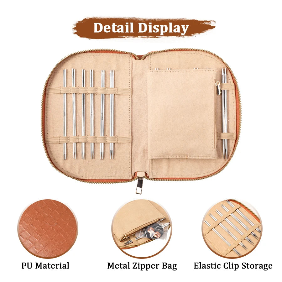 Interchangeable Circular Knitting Needles 2-5mm Detachable Stainless Steel Crochet Knitting Tool DIY Handmade Weaving Crafts Kit