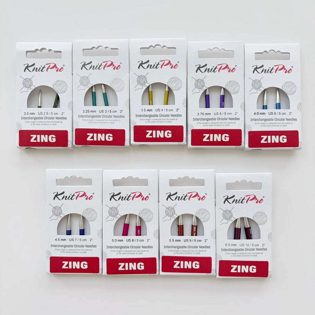 1Pair KnitPro Zing 5cm Interchangeable Circular Knitting Needls