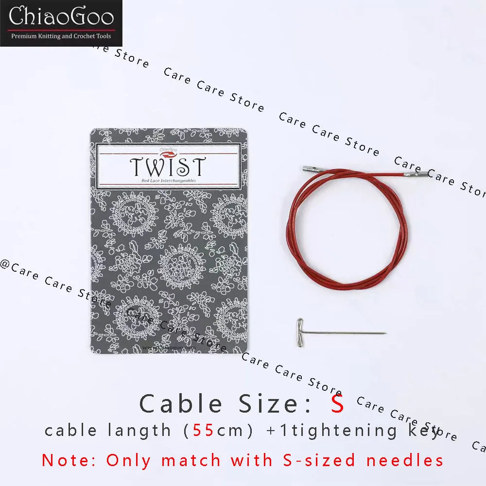1Piece Original ChiaoGoo TWIST Red Interchangeable Knitting Needles Cable Spokes Cord ChiaoGoo Memory-Free Nylon Steel Cables