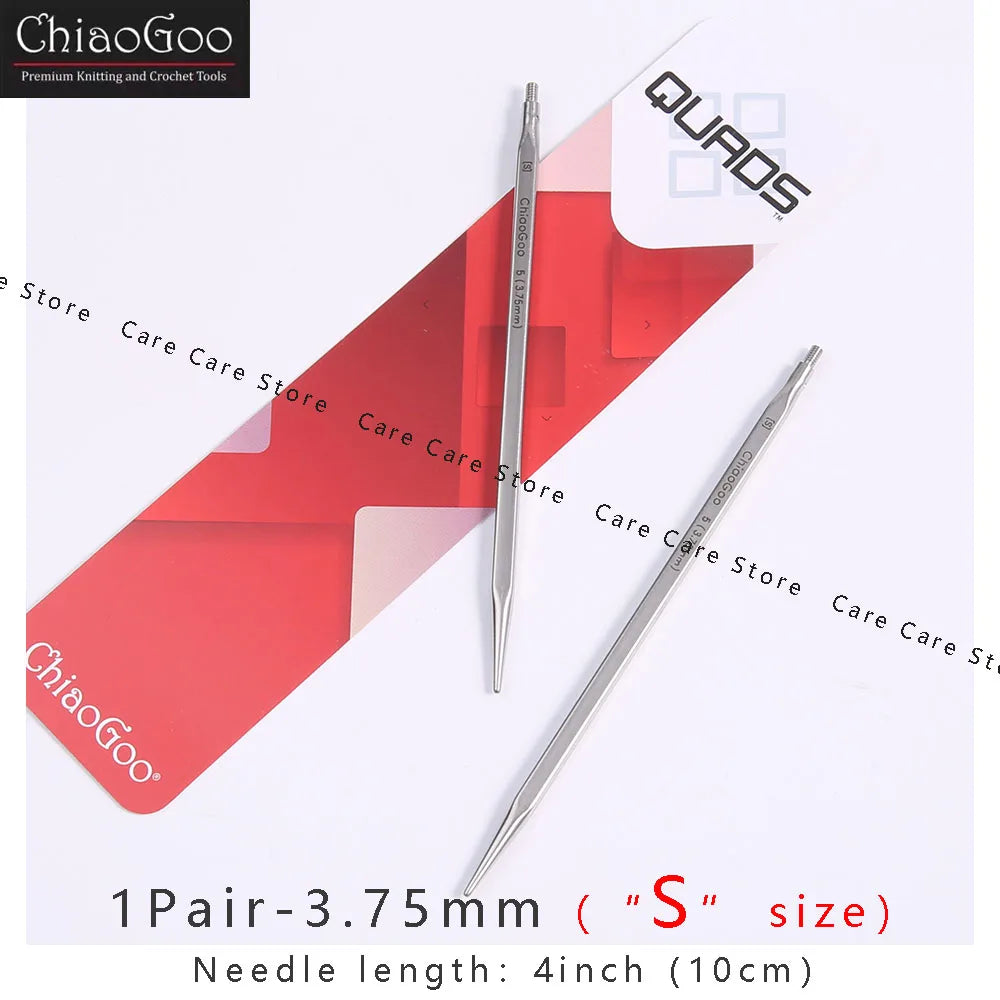 1Pair Premium ChiaoGoo Stainless Steel Cube Knitting Needles
