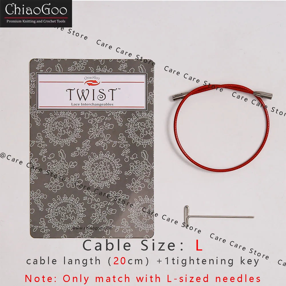 1Piece Original ChiaoGoo TWIST Red Interchangeable Knitting Needles Cable Spokes Cord ChiaoGoo Memory-Free Nylon Steel Cables